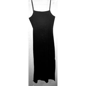 Champagne Express Womens Sleeveless Maxi Dress Black  Side Slits Size 1/2